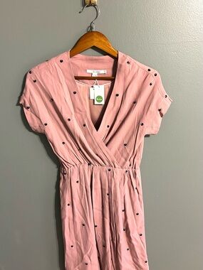NWT Boden Pink Tailored V-Neck Button Detail Dress 4R